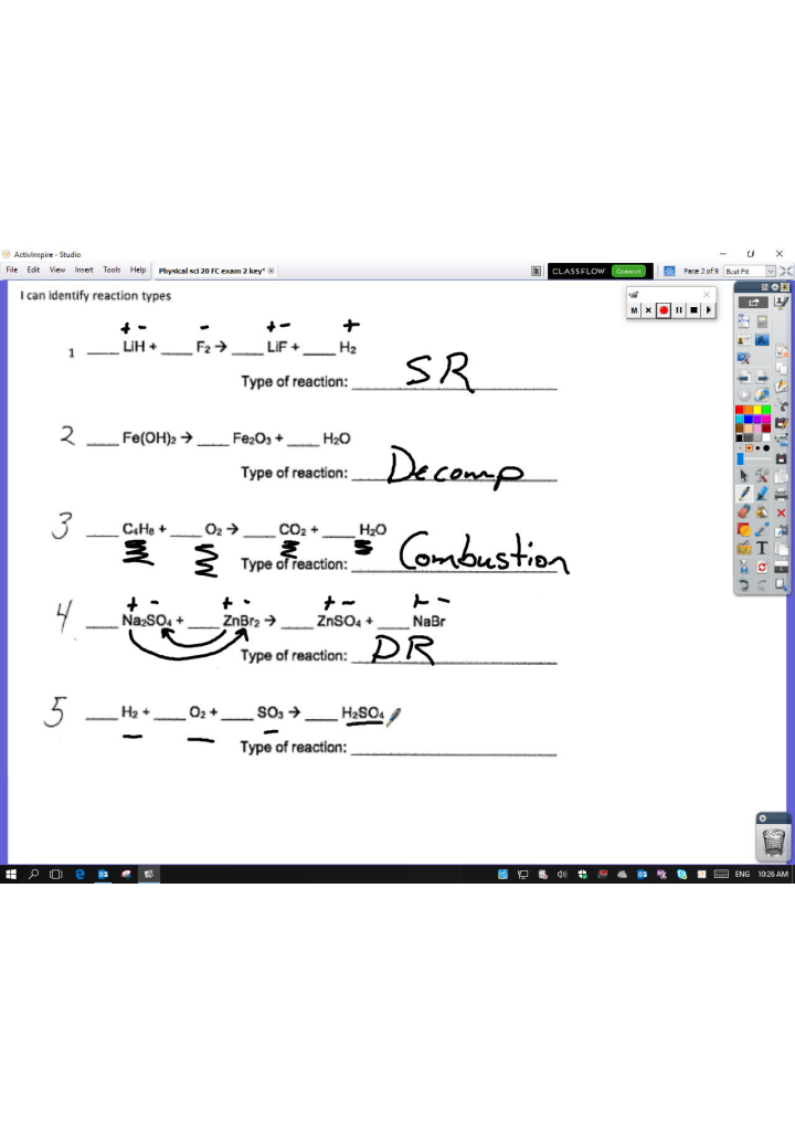 Physical Science 20 FC section exam key